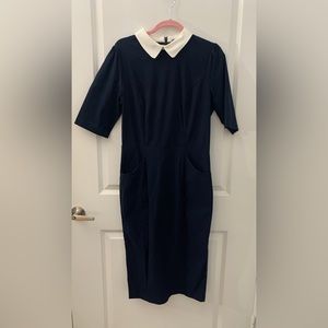 Navy blue Collectif Clothing Collared pencil dress!